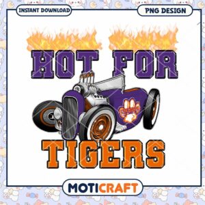 Hot For Tigers Vintage Car PNG Design Instant Download