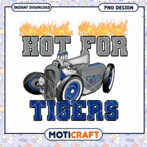 Hot for Tigers Vintage Car PNG Design Downloadable Art