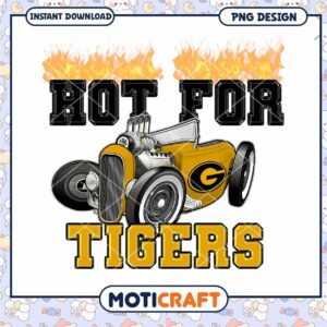 Hot for Tigers Vintage Car PNG Design Download 45x45