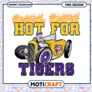 Hot for Tigers Retro Car Design PNG Downloadable Art