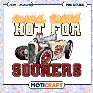 Hot for Sooners Vintage Car PNG Design Download