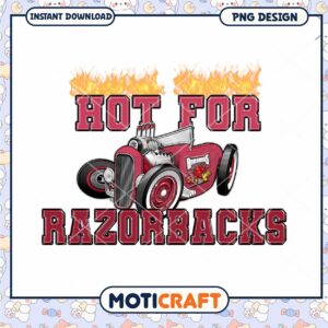Hot for Razorbacks Vintage Car PNG Graphic Design Download