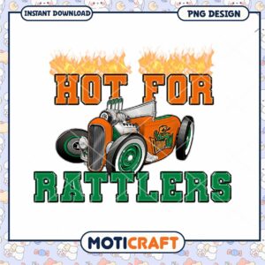 Hot for Rattlers Retro Car Design Digital Download PNG
