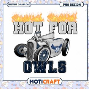 Hot for Owls Vintage Car PNG Design for Instant Download