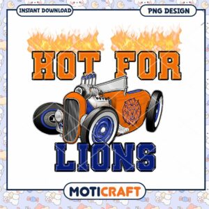 Hot for Lions Retro Car PNG Design Downloadable Art