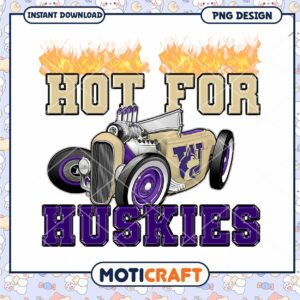 Hot for Huskies Vintage Car PNG Design Downloadable Art