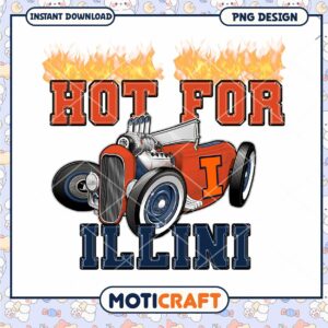 Hot for Illini Vintage Car Design PNG Instant Download
