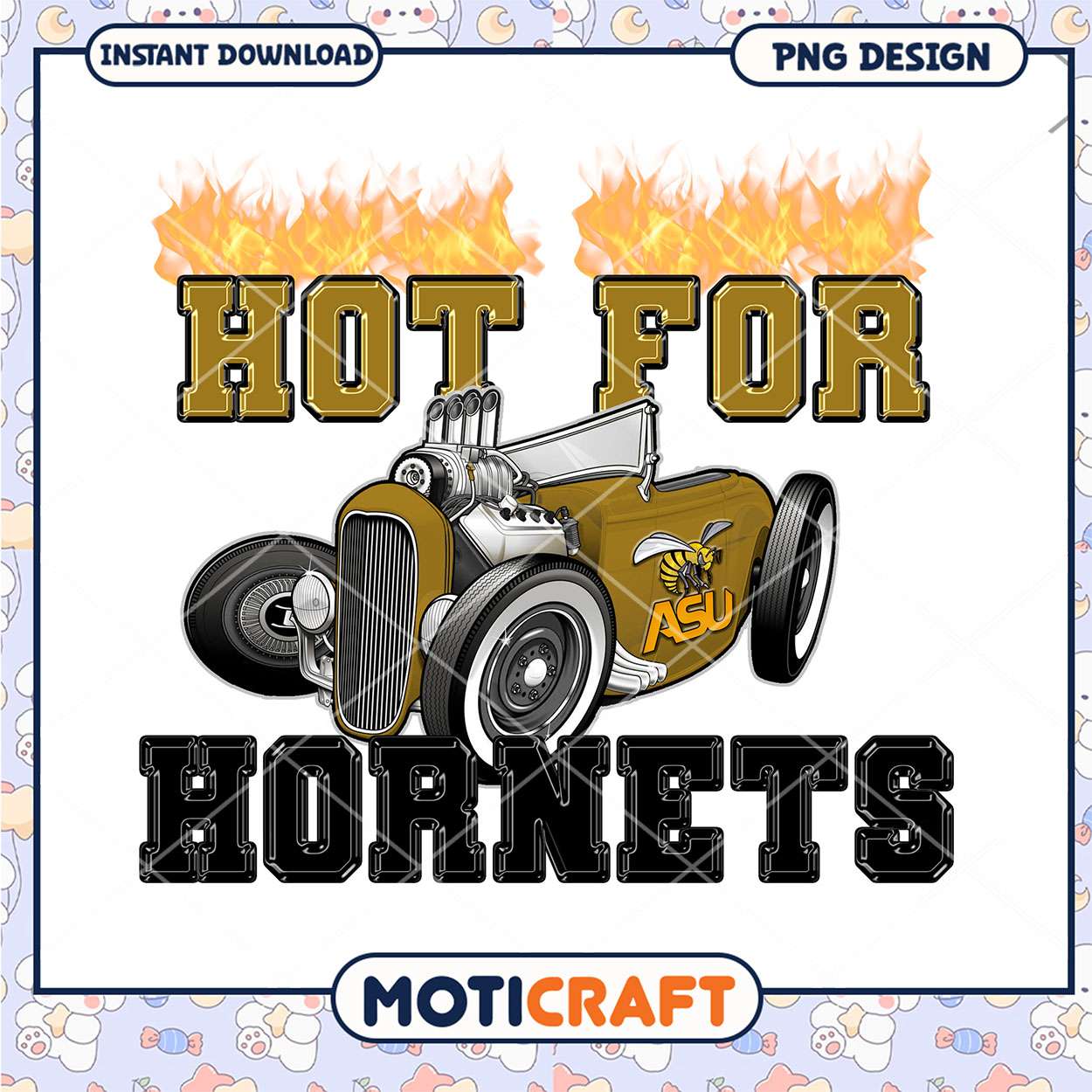 Hot for Hornets Vintage Car Design PNG Download for Fans
