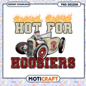 Hot for Hoosiers Retro Car PNG Design Downloadable Art