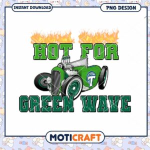 Hot for Green Wave Retro Car PNG Instant Download Design