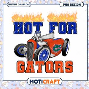 Hot for Gators Vintage Car PNG Design Downloadable Art