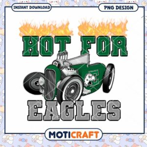 Hot for Eagles Retro Car PNG Design Downloadable Art