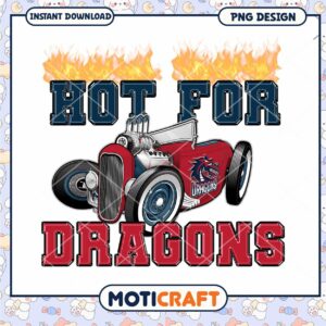 Hot for Dragons Vintage Car PNG Art Download Design