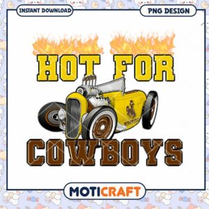 Hot for Cowboys Vintage Car PNG Design Downloadable Art