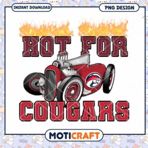 Hot for Cougars Vintage Car PNG Design Downloadable Art