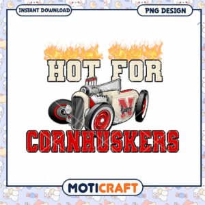 Hot For Cornhuskers Retro Car PNG Graphic Design Download