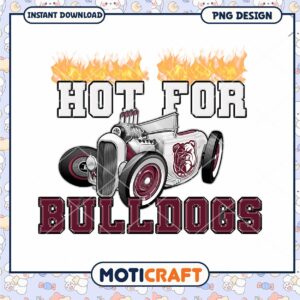 Hot for Bulldogs Vintage Car Design PNG Download