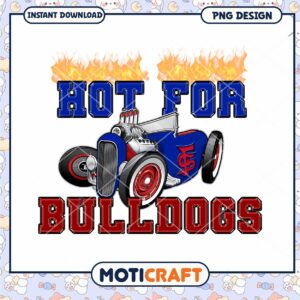Hot for Bulldogs Retro Car PNG Design Downloadable Art