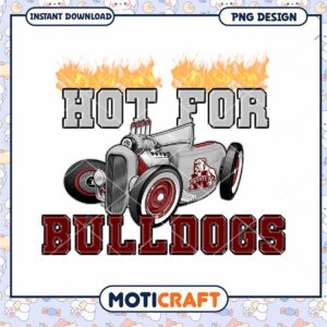 Hot for Bulldogs Retro Car PNG Downloadable Design