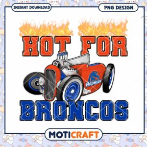 Hot for Broncos Retro Car Design PNG Downloadable Art