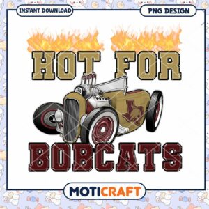 Hot for Bobcats Retro Car PNG Design Instant Download
