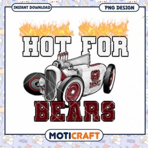 Hot for Bears Retro Car PNG Design Instant Download