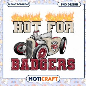 Hot for Badgers Retro Car PNG Design for Fans