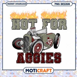 Hot for Aggies Retro Car PNG Instant Download Design