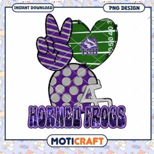 Horned Frogs TCU Peace Heart PNG Instant Download Design
