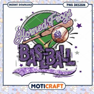 Horned Frogs Baseball PNG Design Instant Download Art