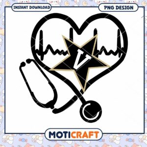 Heartbeat Stethoscope Star V PNG Design Instant Download
