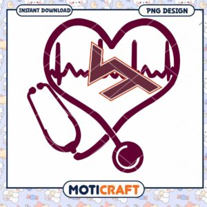 Heartbeat Stethoscope PNG Design Instant Download Art