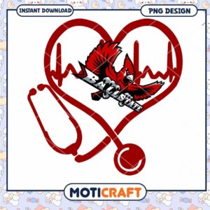 Heartbeat Stethoscope Red Cardinal PNG Design Download