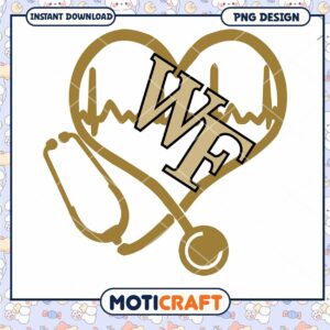 Heartbeat Graphic with Stethoscope and WF Design PNG