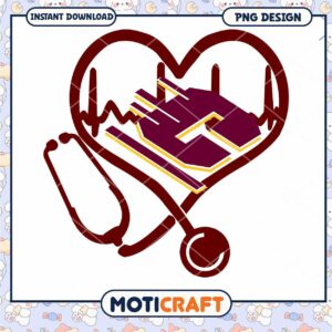 Heart with Stethoscope PNG Design Instant Download Art