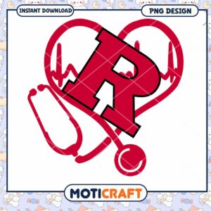 Heart Stethoscope R Letter PNG Design Instant Download