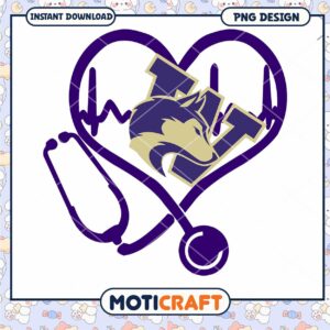 Heart Stethoscope Design with Wolf Logo PNG Download