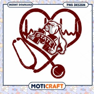 Heart Stethoscope Bulldog PNG Design for Instant Download