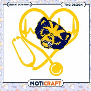 Heart Stethoscope Bear Logo PNG Instant Download Design