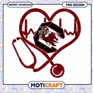 Heart and Stethoscope Design with Gamecock Logo PNG