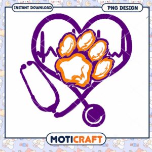 Heart and Paw Stethoscope PNG Design Instant Download