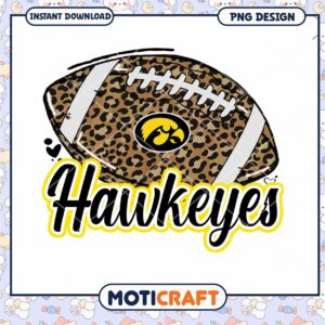 Hawkeyes Leopard Print Football PNG Instant Download Design