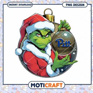 Grinch in Santa Hat PNG Christmas Ornament Design