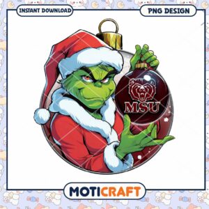 Grinch Holiday Ornament PNG Design for Instant Download