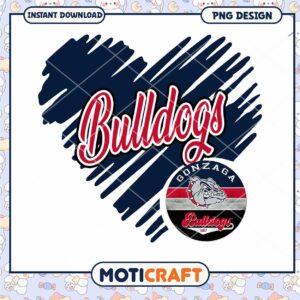 Gonzaga Bulldogs Heart PNG Design for Instant Download