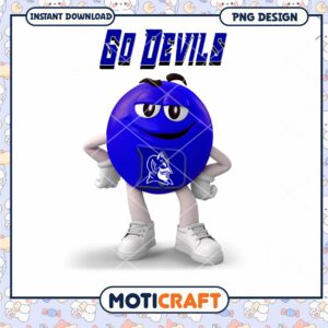 Go Devils Cartoon Blue Mascot PNG Digital Download