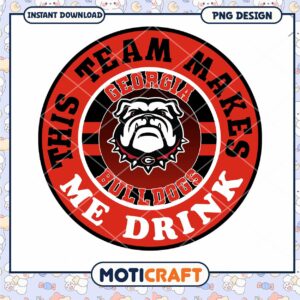Georgia Bulldogs Team Drink Design PNG Instant Download