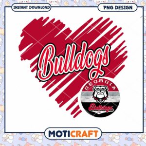 Georgia Bulldogs Heart PNG Design for Instant Download