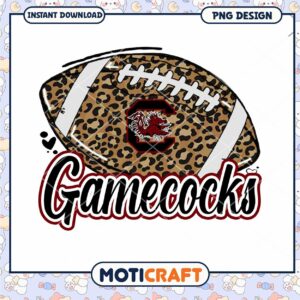 Gamecocks Leopard Print Football PNG Design Download