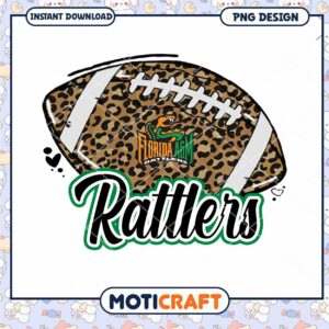 Florida A&M Rattlers Leopard Print Football PNG Design